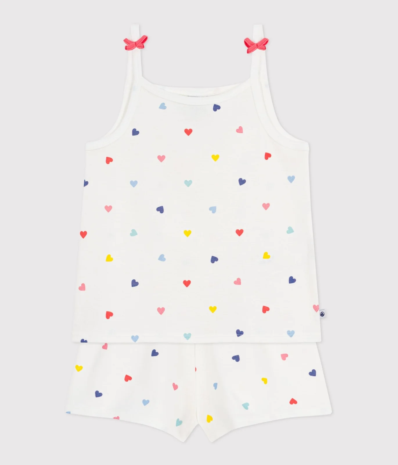 Children's short and strappy heart print cotton pyjamas
