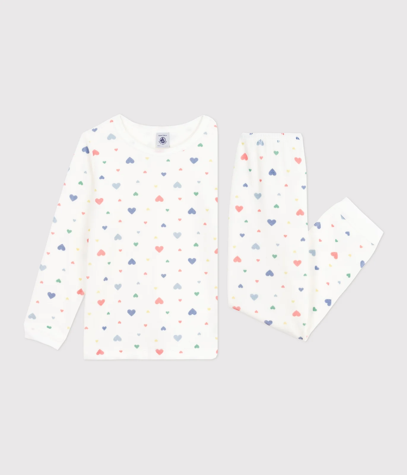 Children's heart-print velour pyjamas