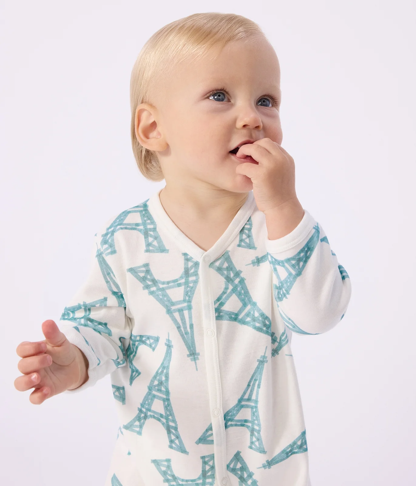 Babies' Eiffel Tower print cotton pyjama suit