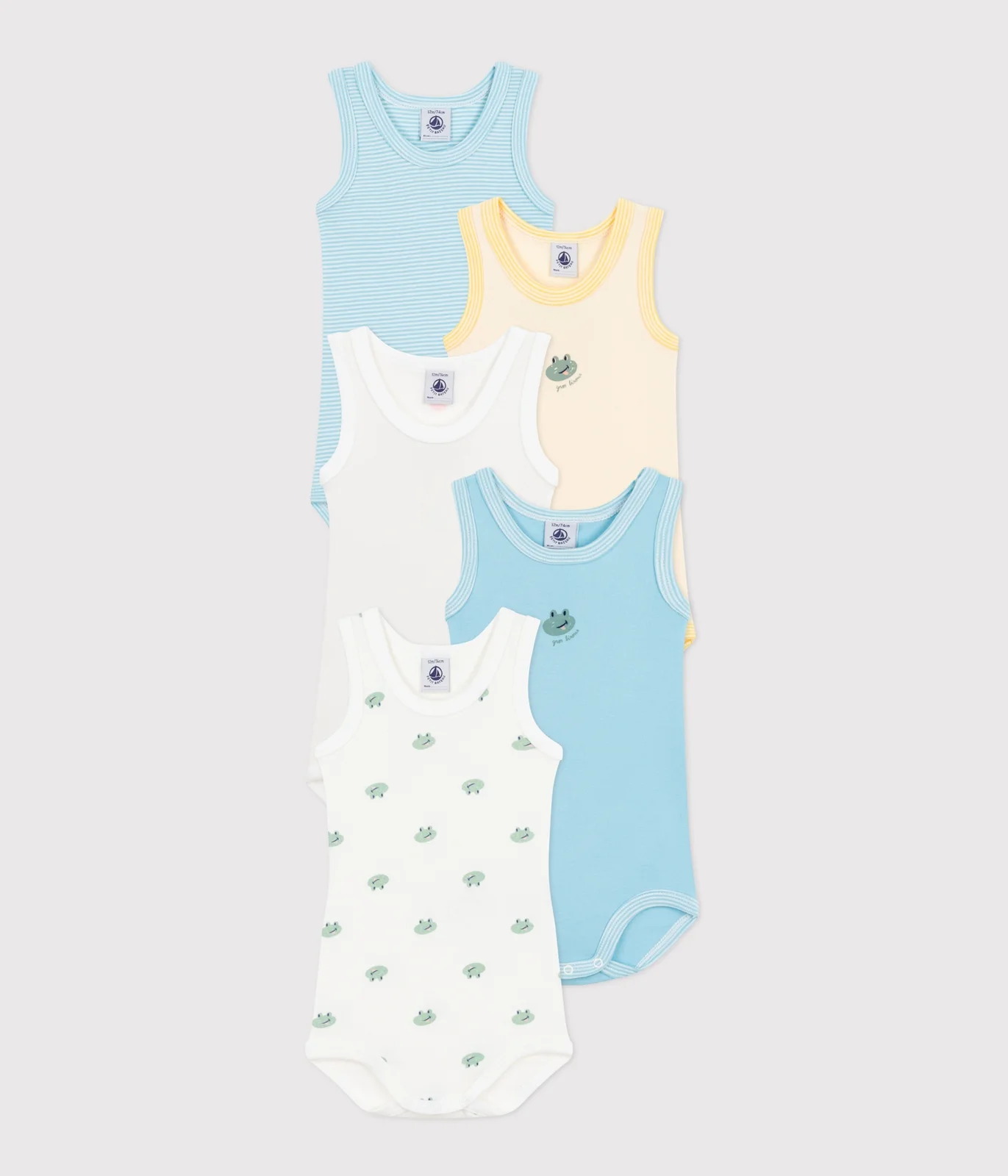 Babies' sleeveless printed cotton bodysuits - 5-Pack