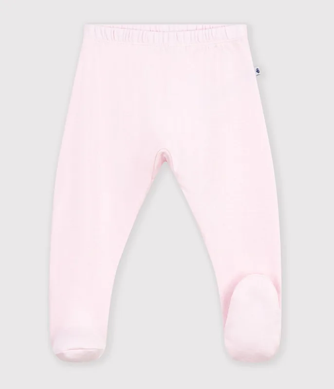 Footed newborn trousers in plain cotton