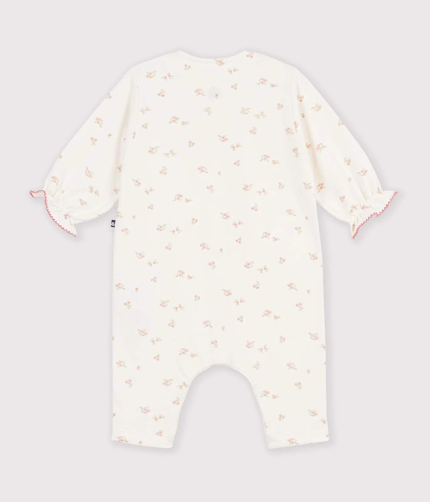 Baby cotton romper with floral print ruffles