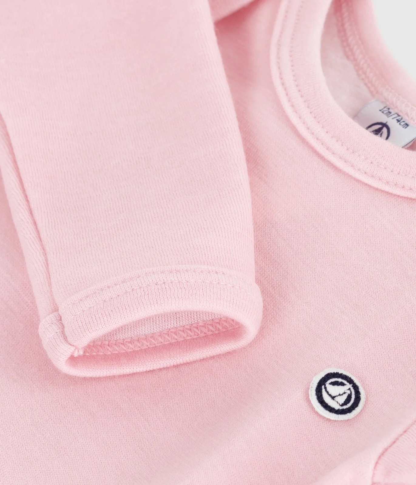 Unisex baby long-sleeve wool and cotton bodysuit
