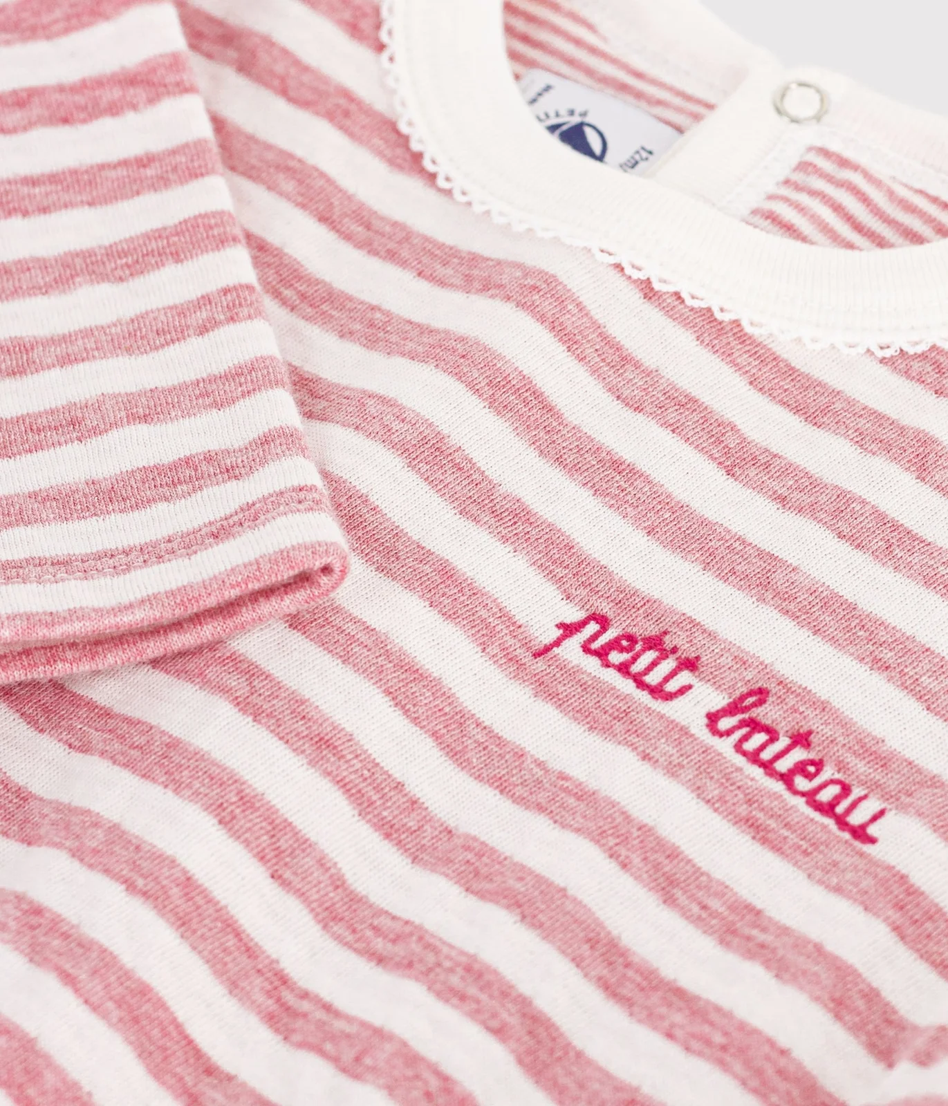 Babies' long-sleeved stripy cotton T-shirt.