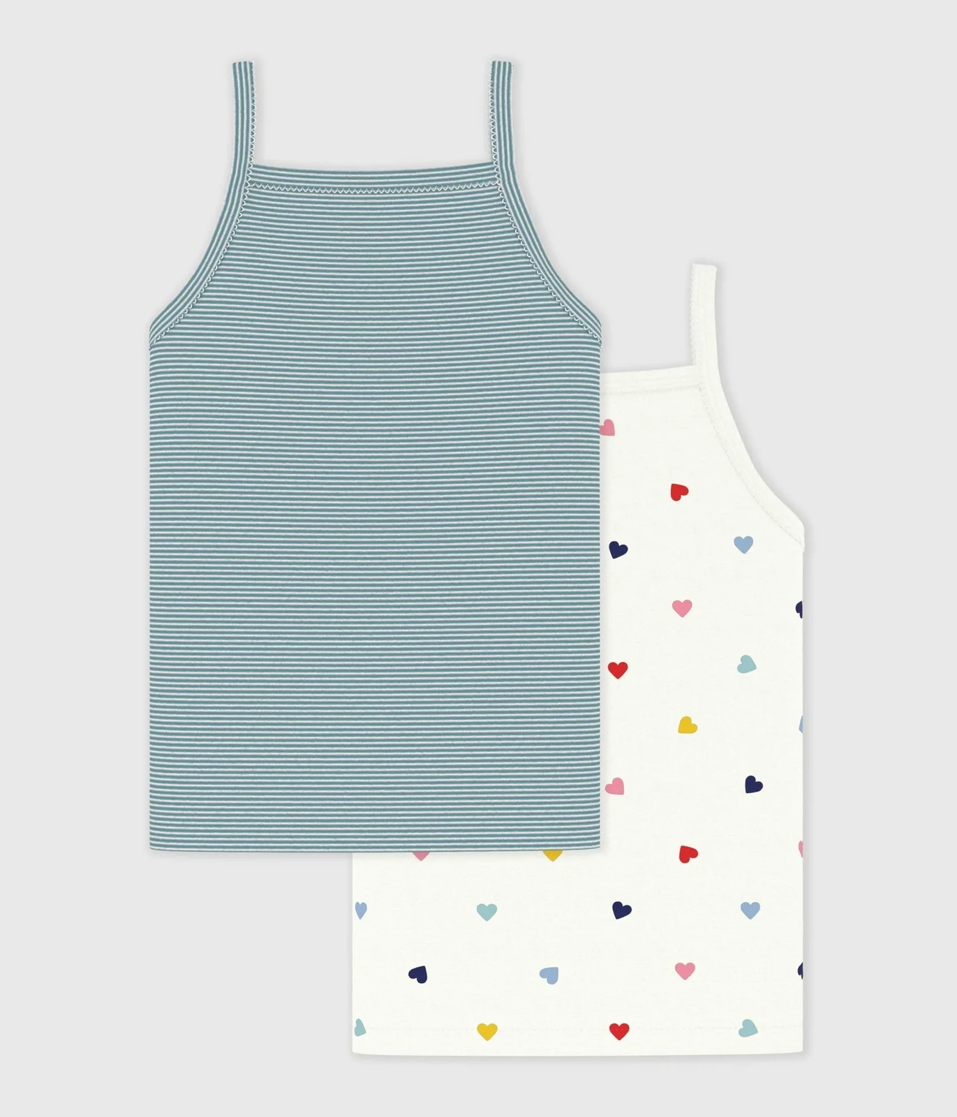 Pack of children's heart print cotton tank tops
