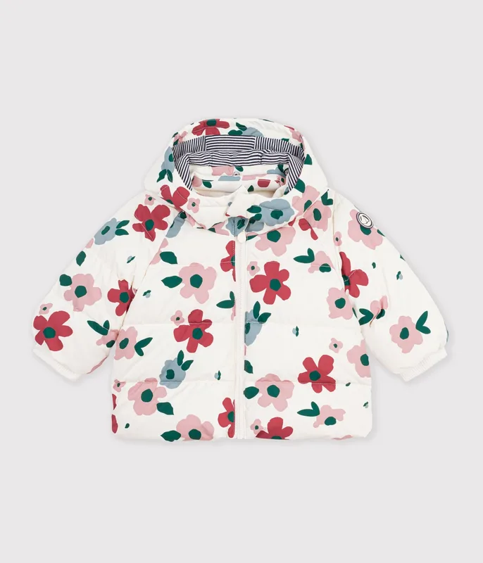 Baby puffer jacket in printed polyester