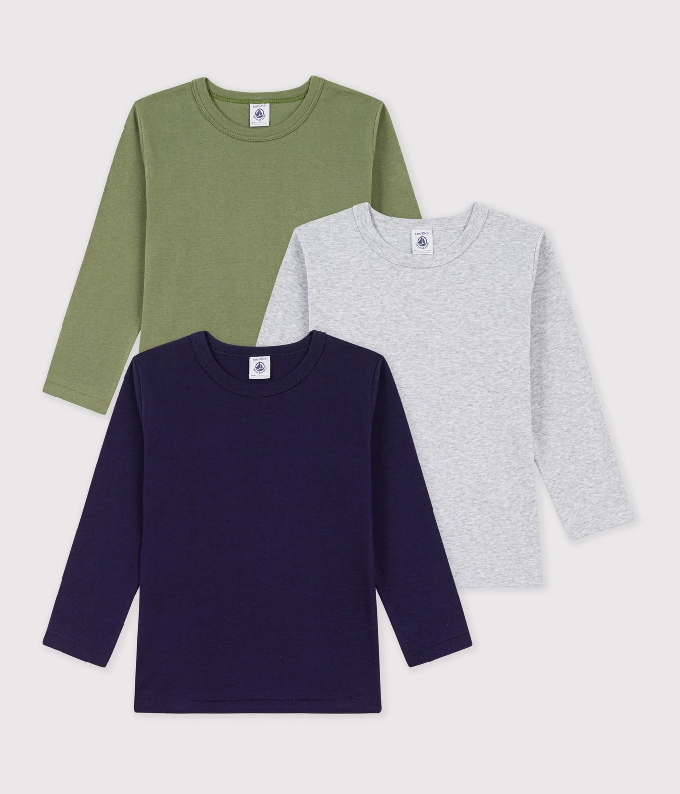 Pack of children's long-sleeved plain T-shirts