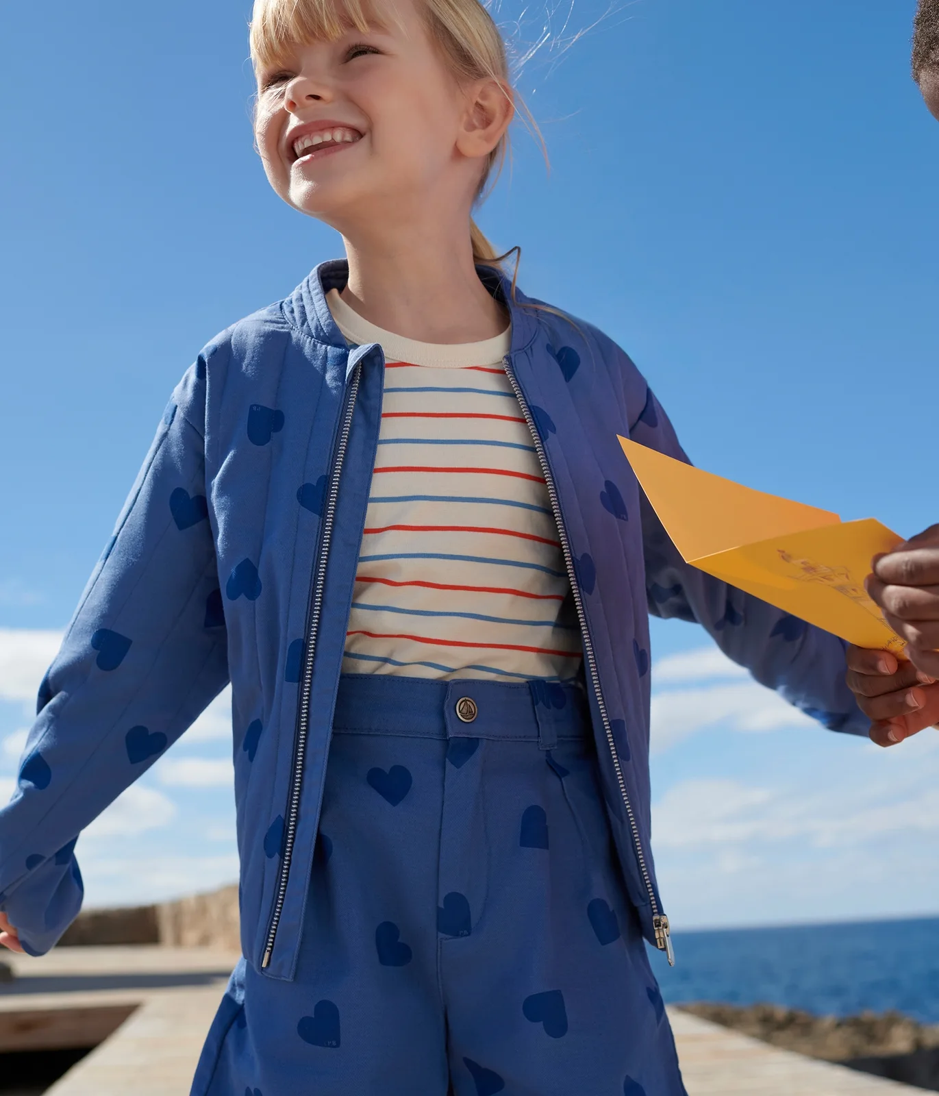Children's heart-patterned cotton jacket