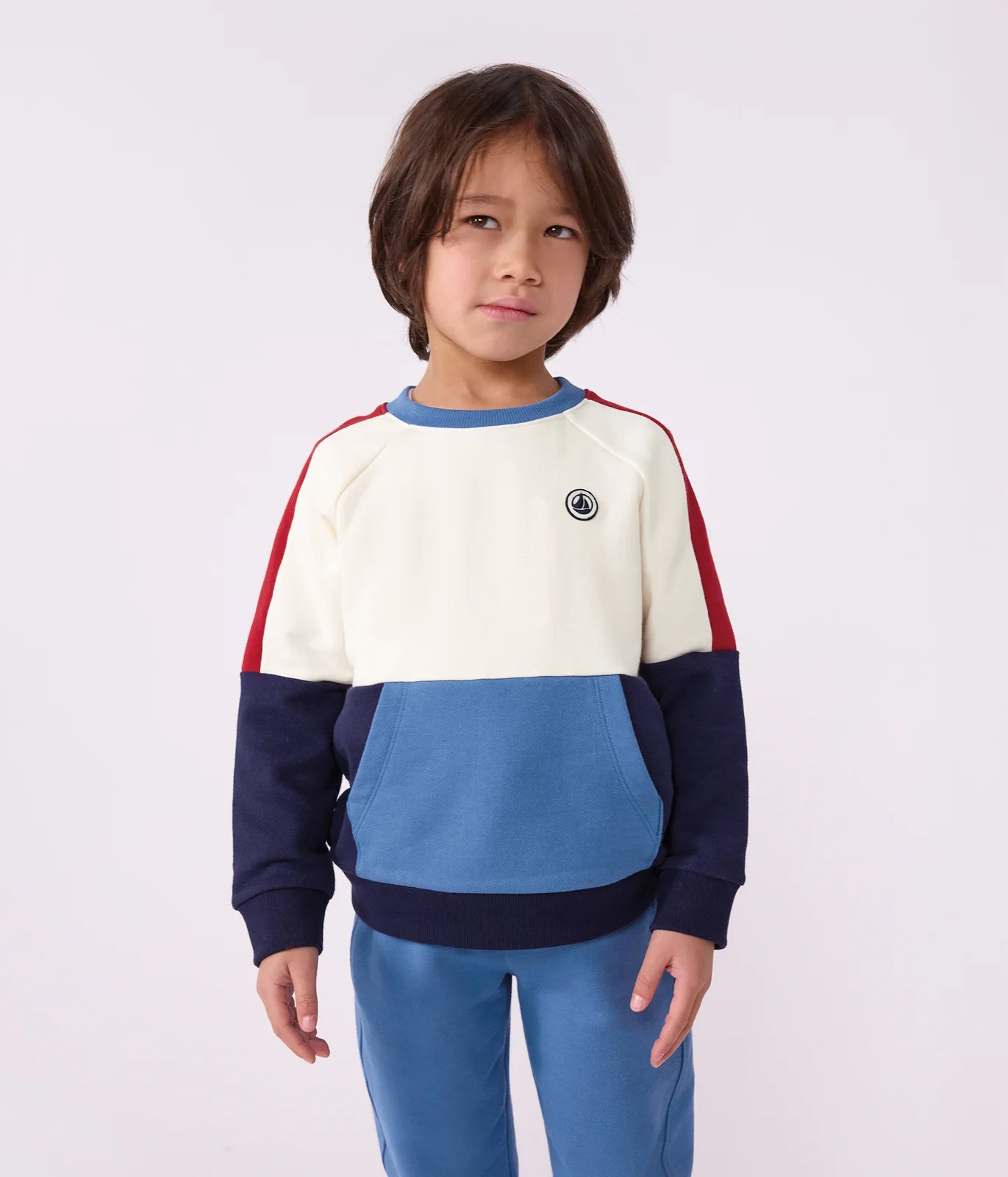 Children's plain colourblock cotton sweatshirt