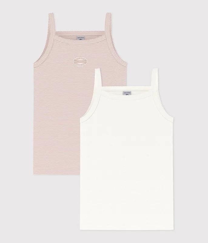 Children's cotton vests with fine straps - 2-pack