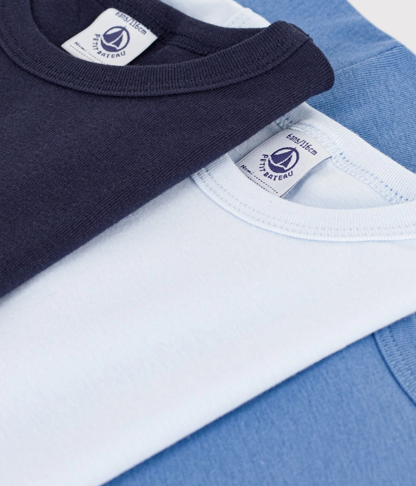 Pack of children's short-sleeved plain cotton T-shirts