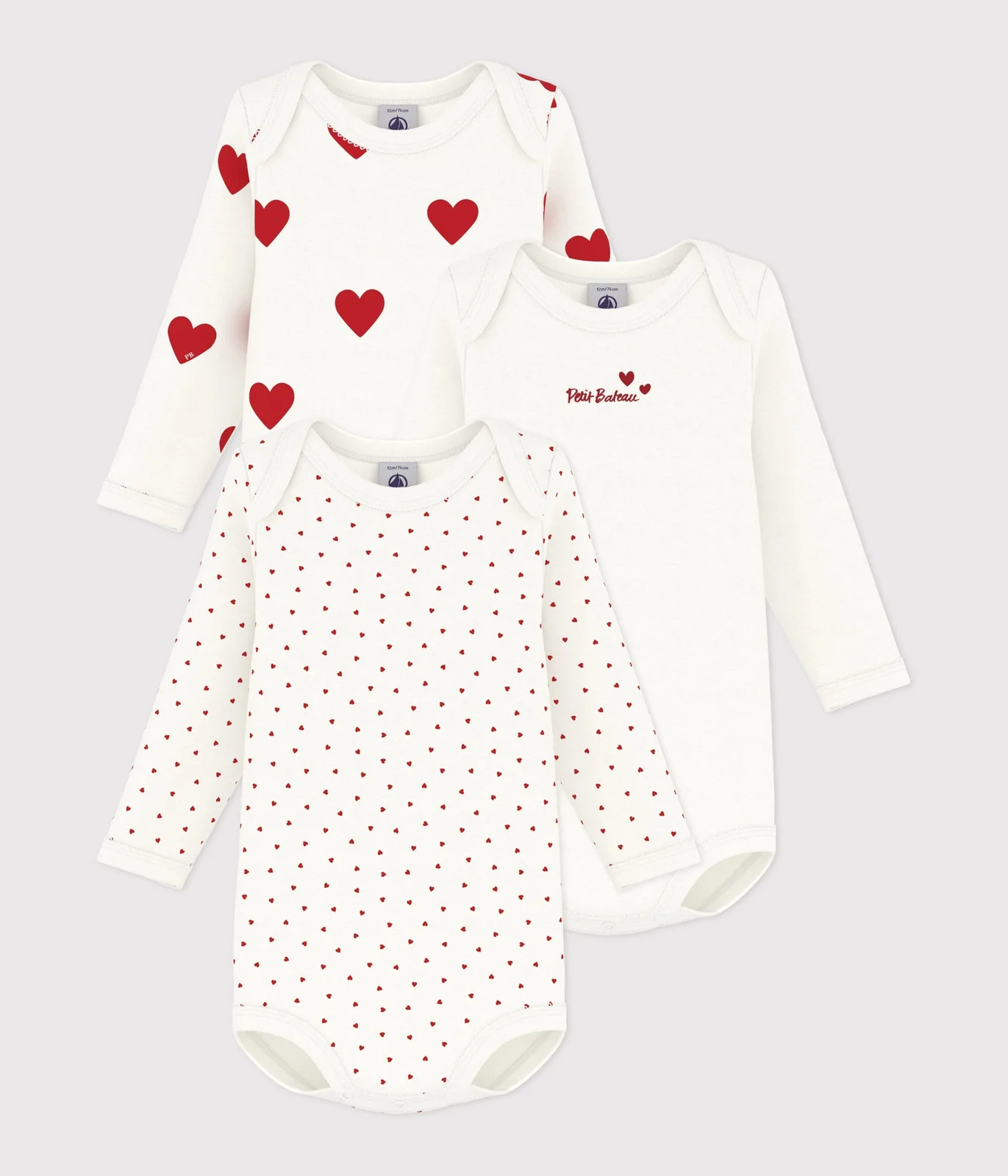 Pack of bodysuits with heart print