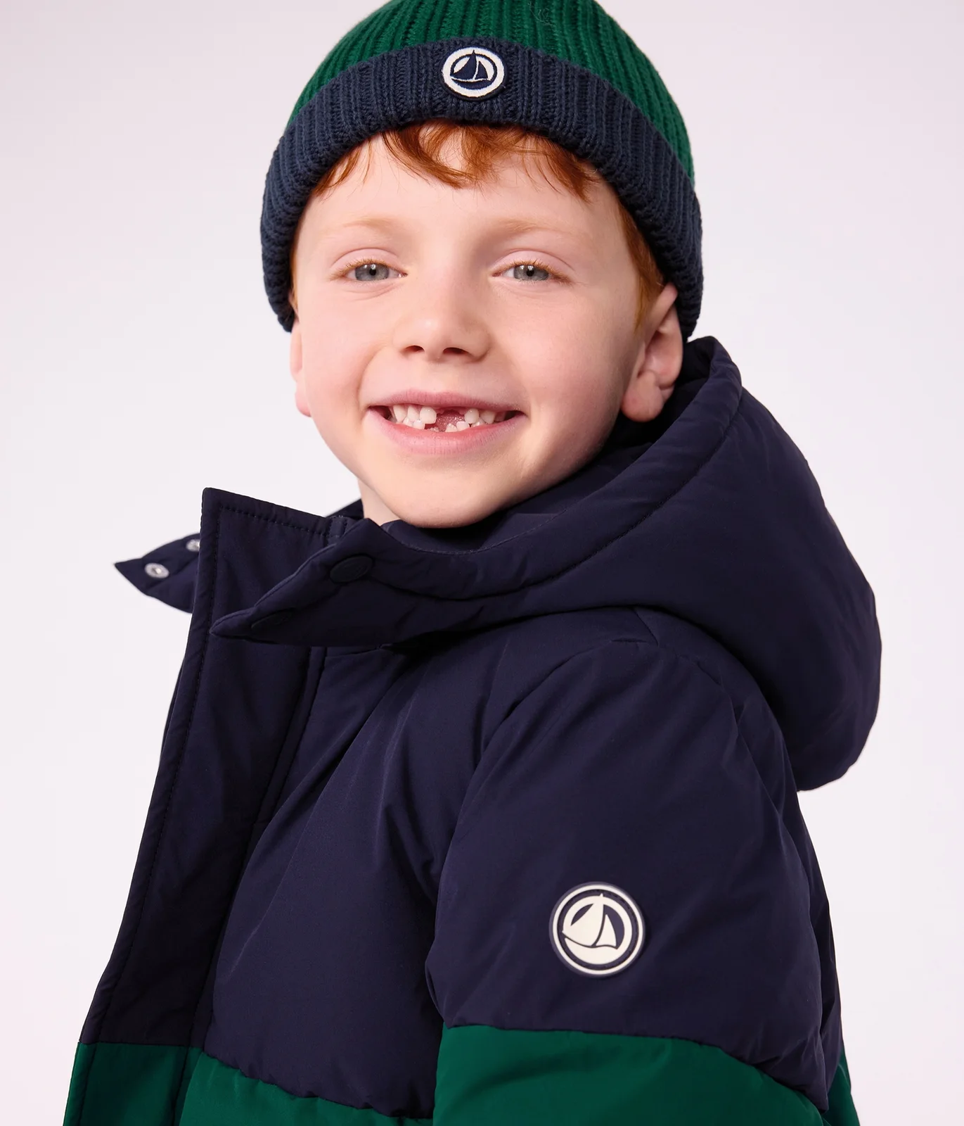 Children's plain colourblock puffer jacket