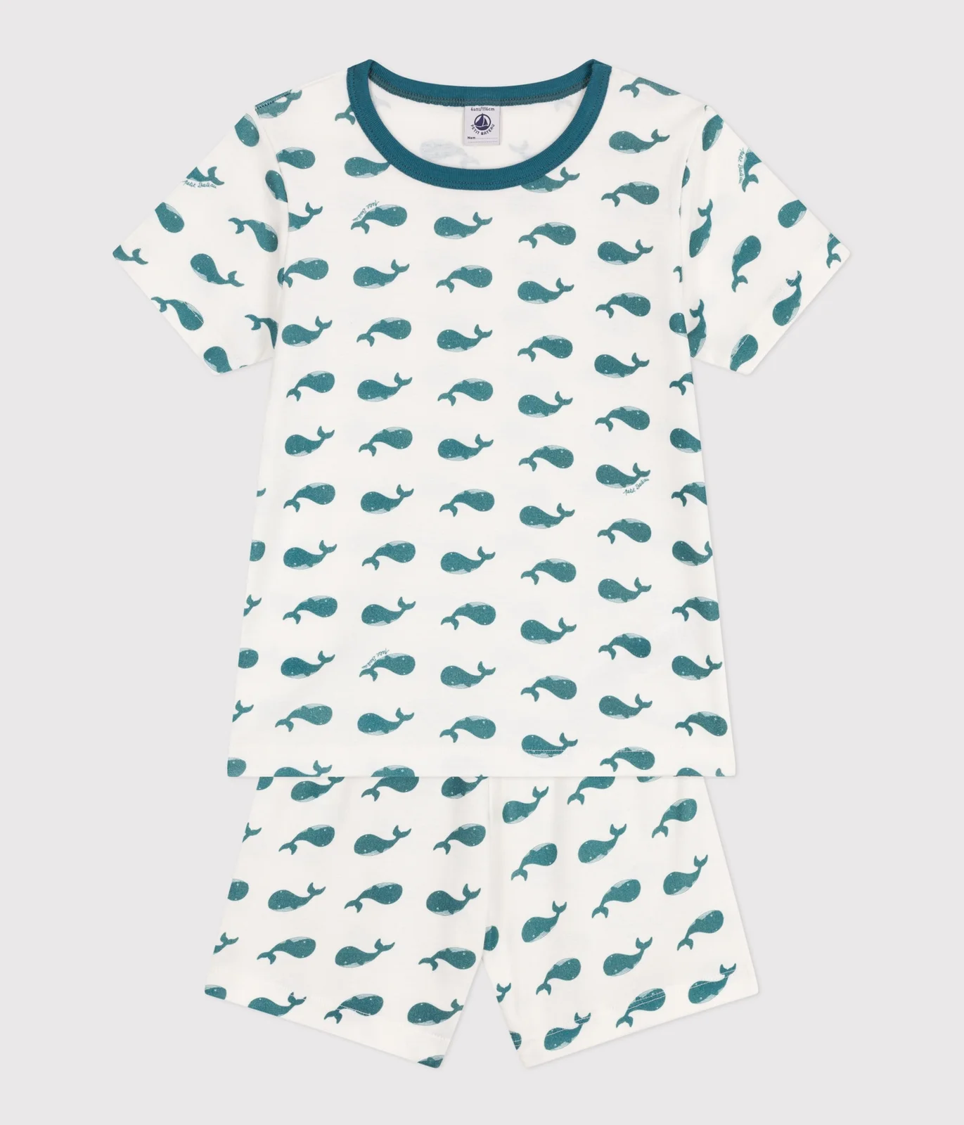 Children's short pyjamas in cotton printed with whales