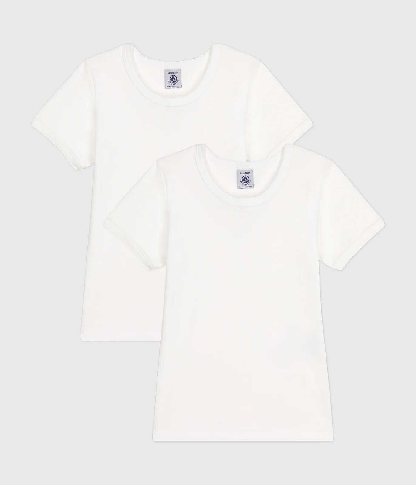 Girls' White Short-Sleeved T-Shirt - 2-Pack