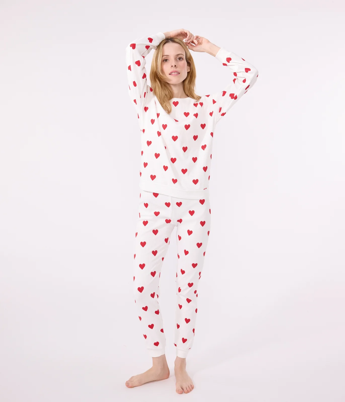 Women's Heart Themed Cotton Pyjamas