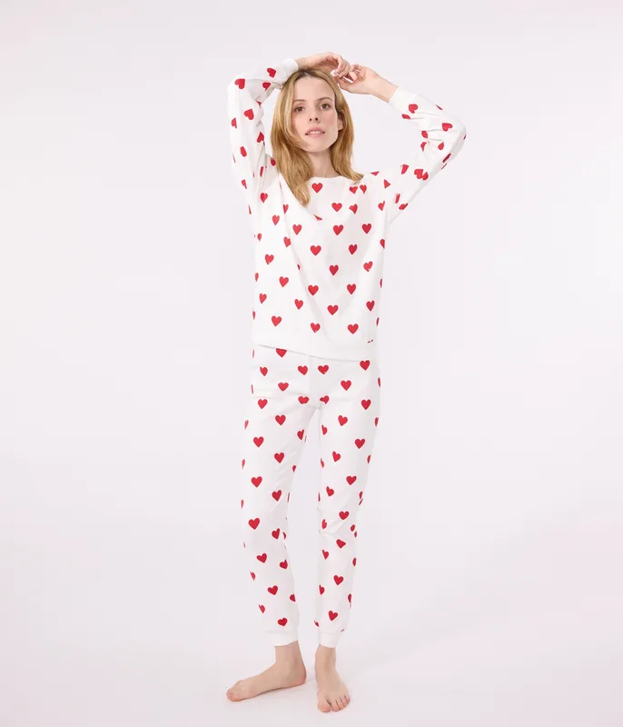 Women's Heart Themed Cotton Pyjamas