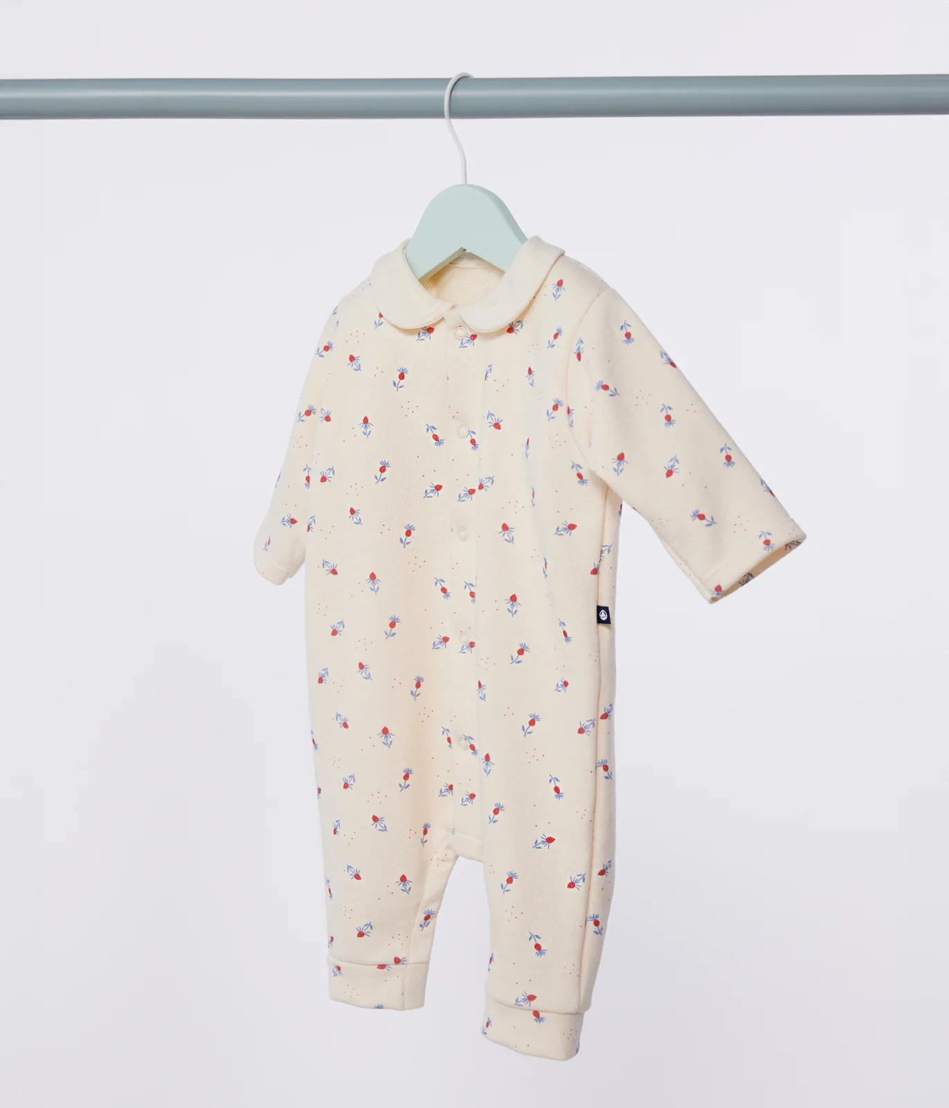 Babies' floral print cotton playsuit with a collar
