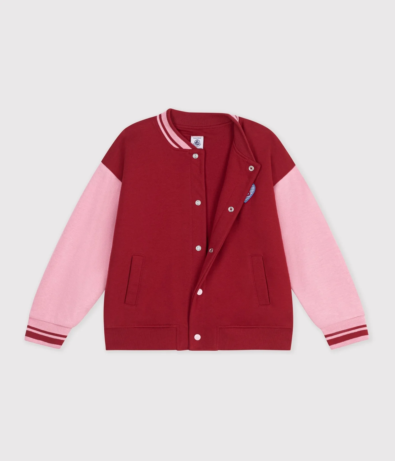 Children's varsity-style jacket in colourblock cotton