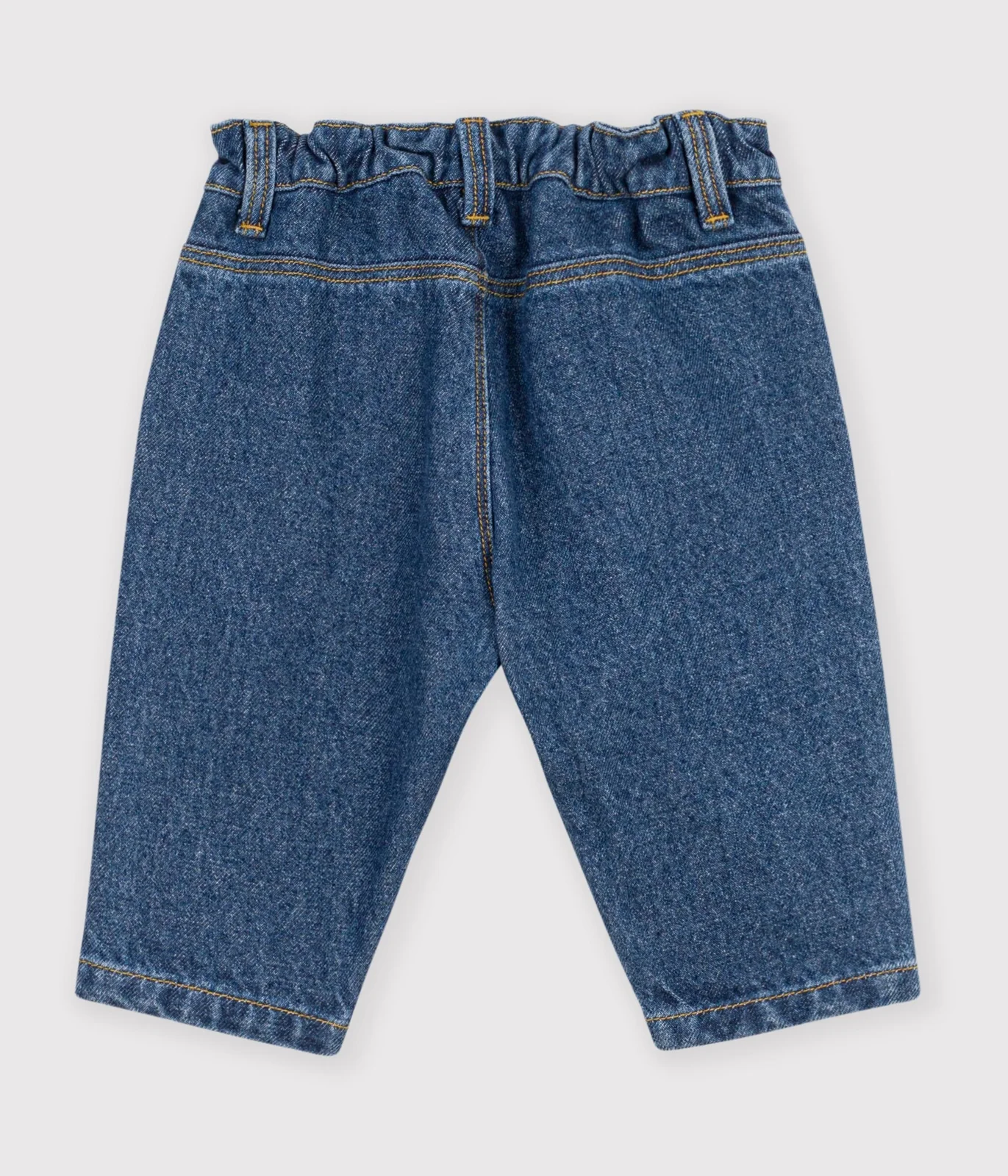 Babies' trousers in plain denim with heart embroidery