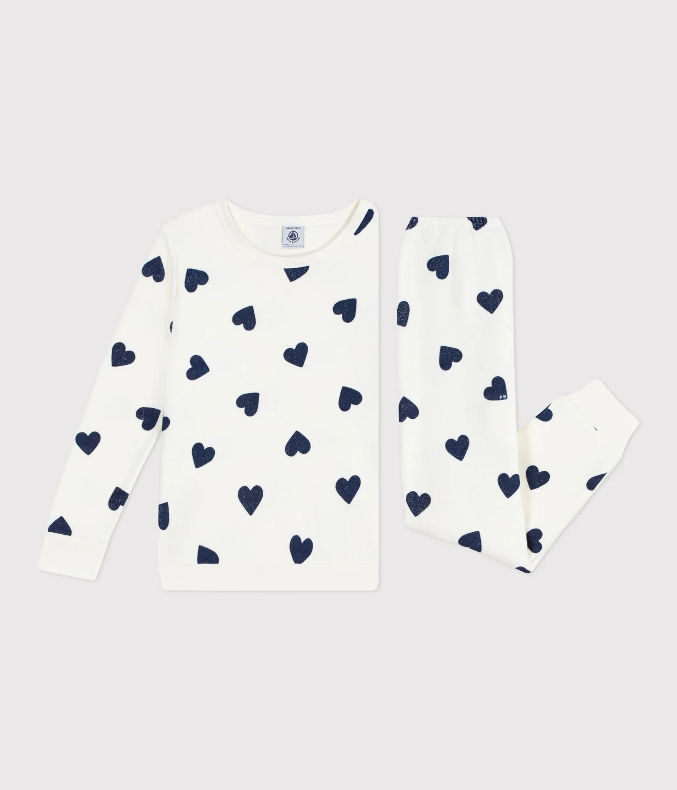 Children's cotton terry pyjamas printed with hearts