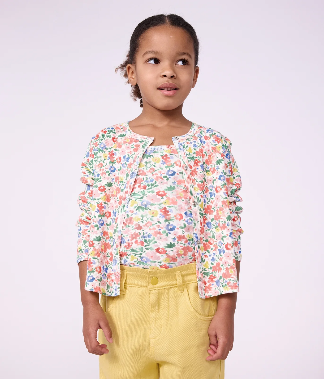 Children's cotton cardigan with flowers
