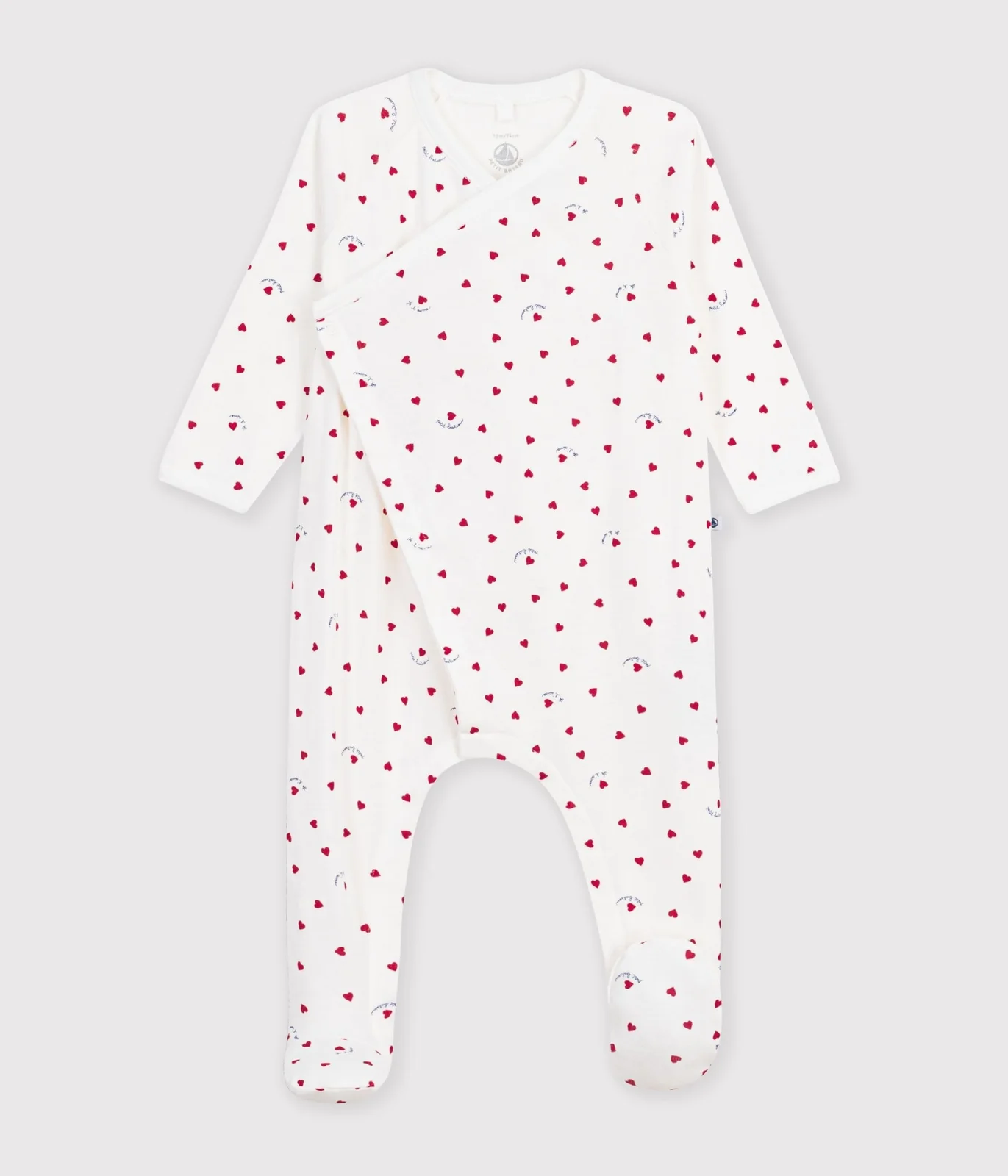 Babies' cotton pyjama suit printed with little hearts