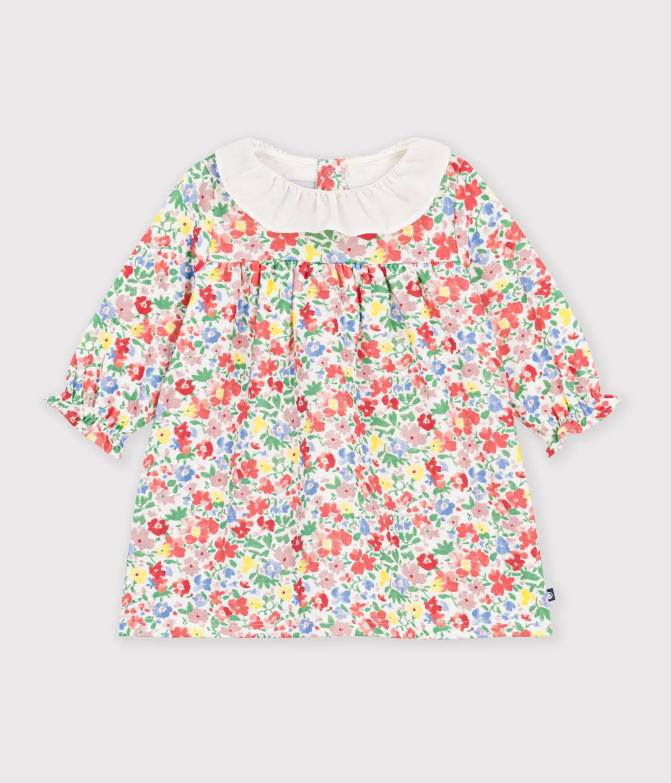 Babies' long sleeved floral-print cotton dress