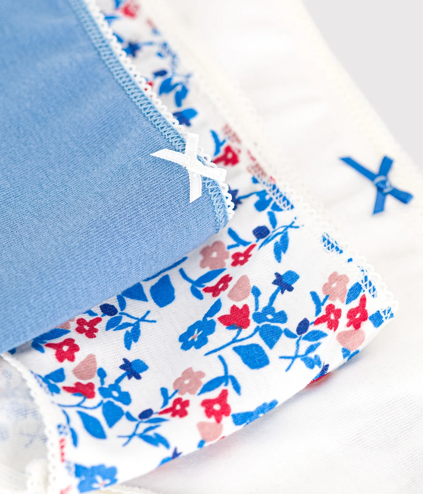 Children's floral-patterned cotton shorties - 3-pack