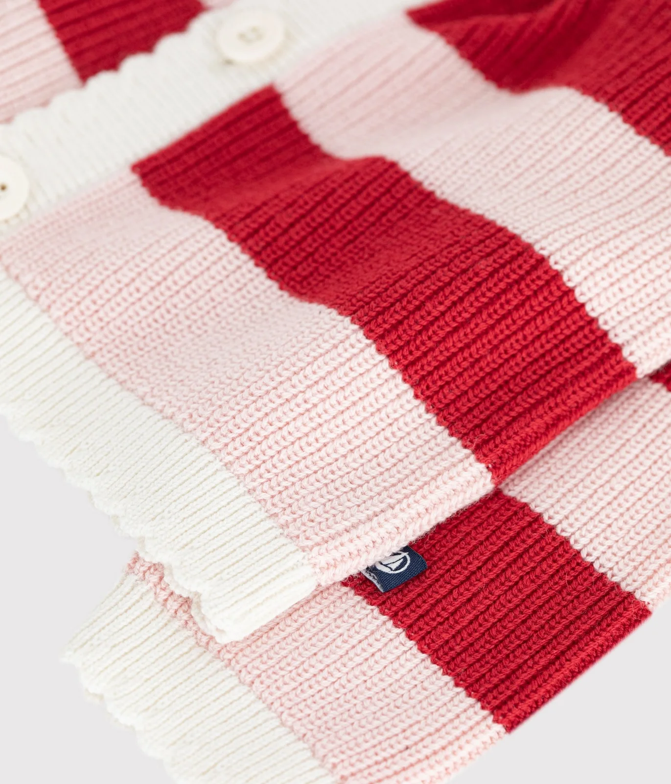 Babies' cardigan in stripy cotton