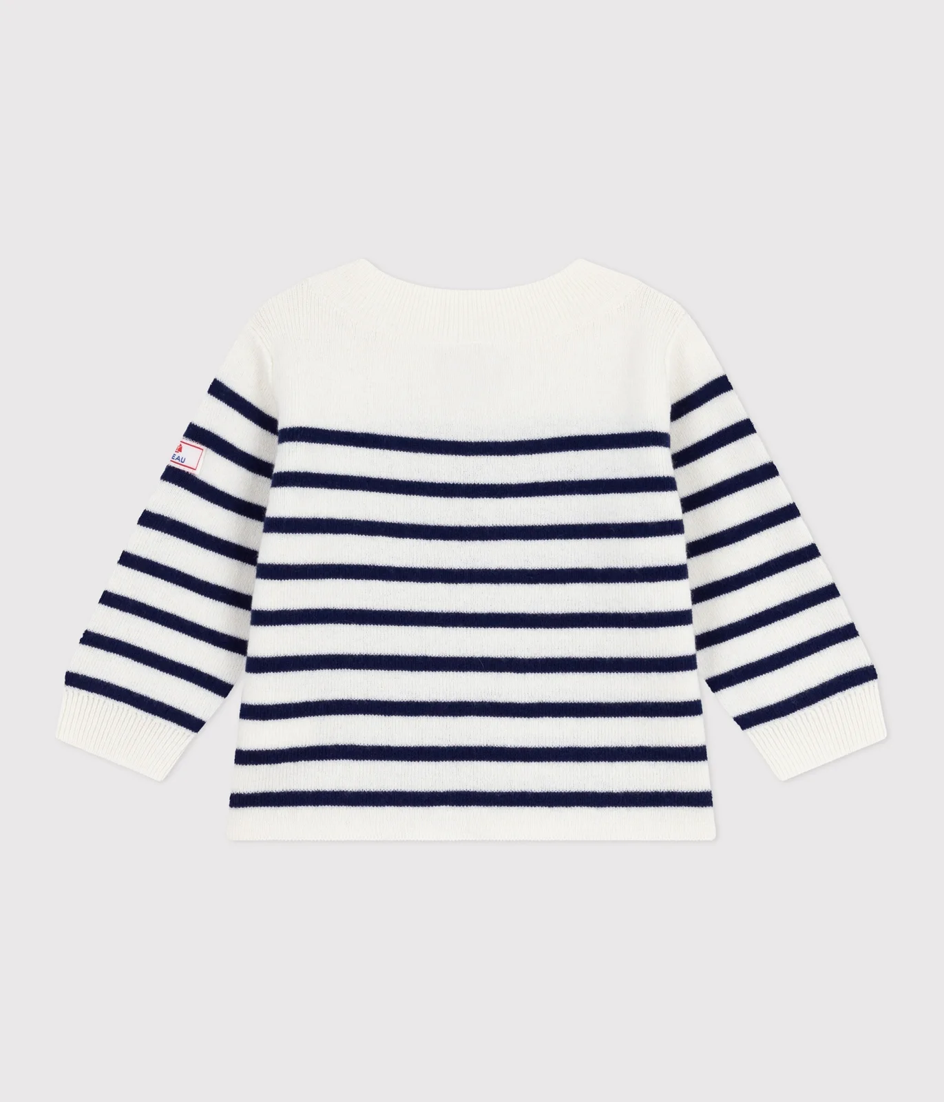 Babies' stripy wool and cotton sailor-style jumper