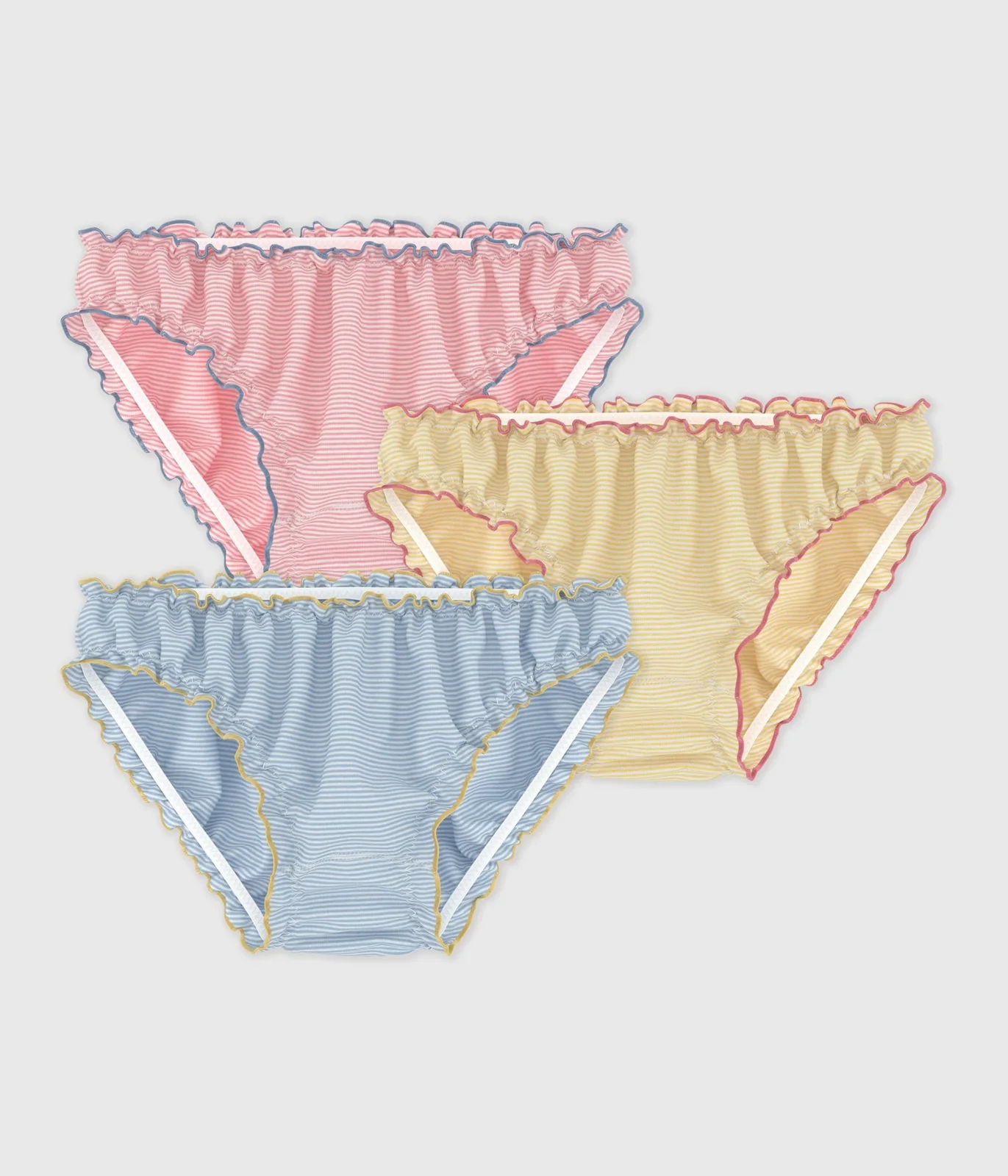 Pack of children's ruched stripy cotton pants
