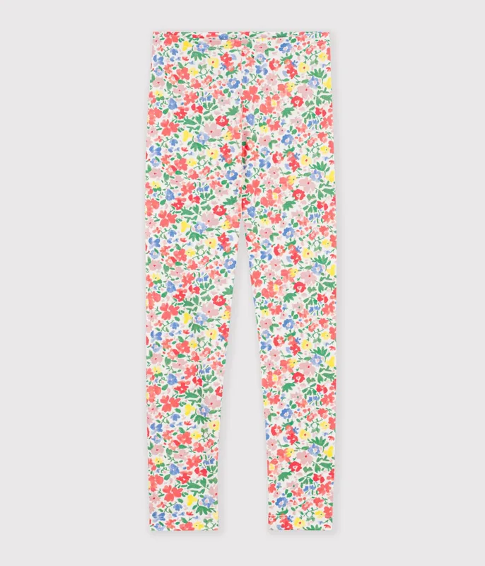 Children's floral pattern cotton leggings