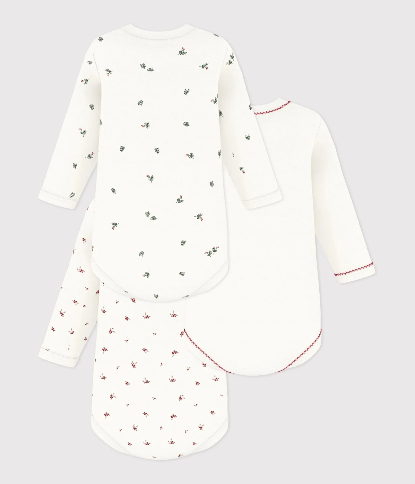 Pack of long-sleeved printed cotton bodies for babies
