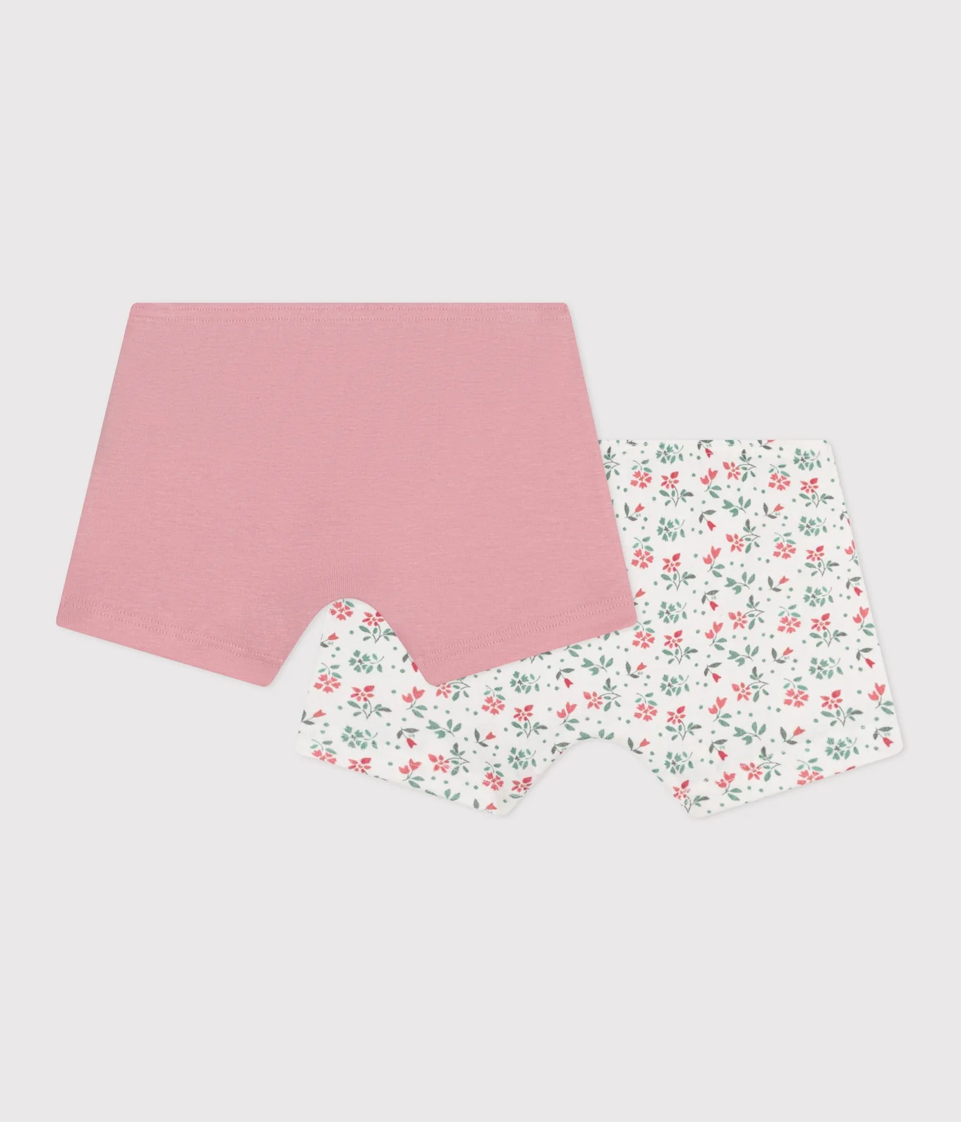 Children's floral-patterned long cotton shorties - 2-pack
