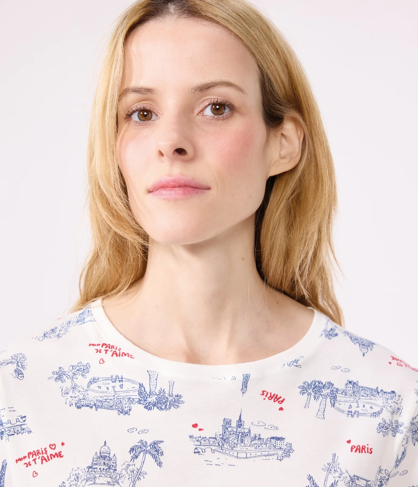 Women's short Paris print cotton pyjamas