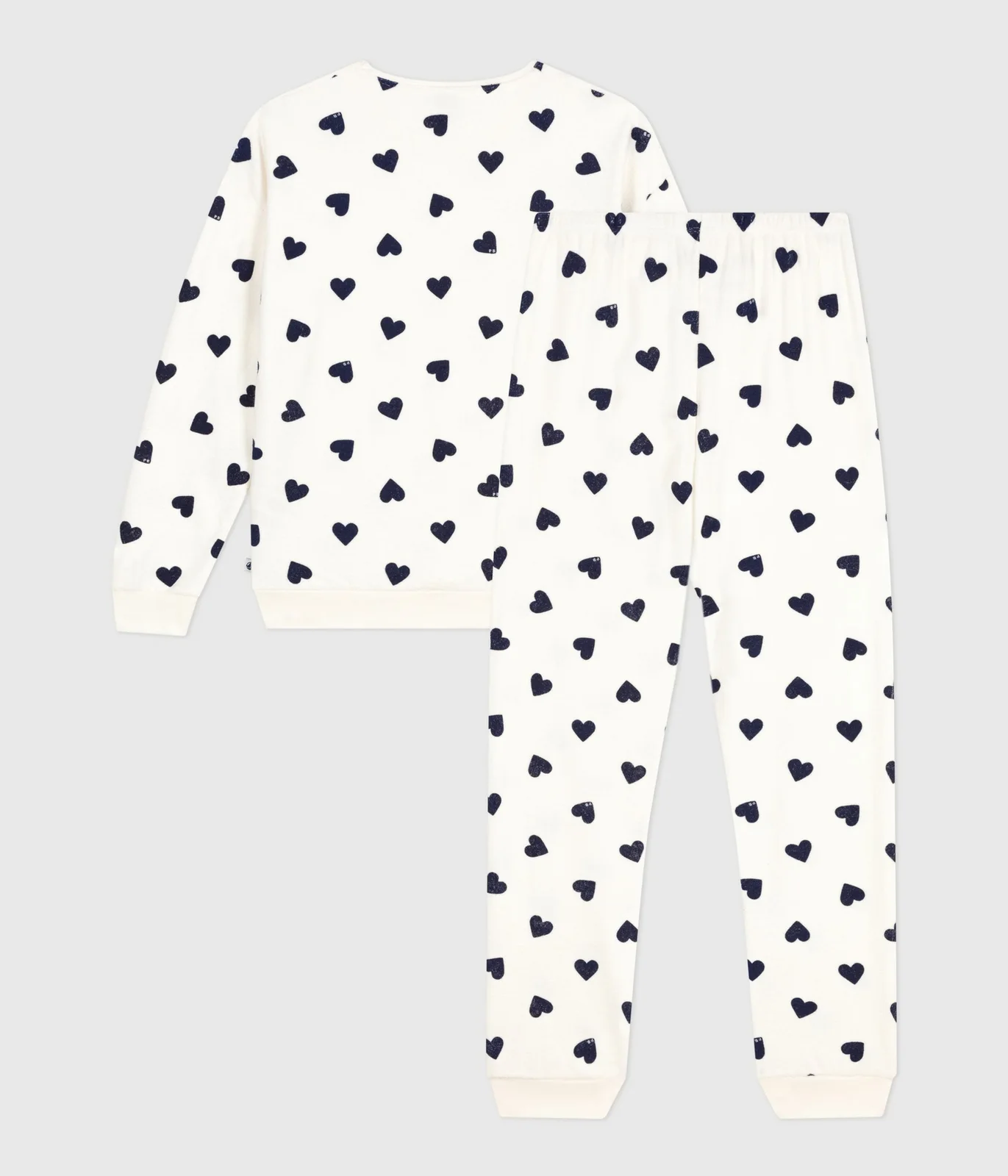 Women's cotton terry pyjamas printed with hearts