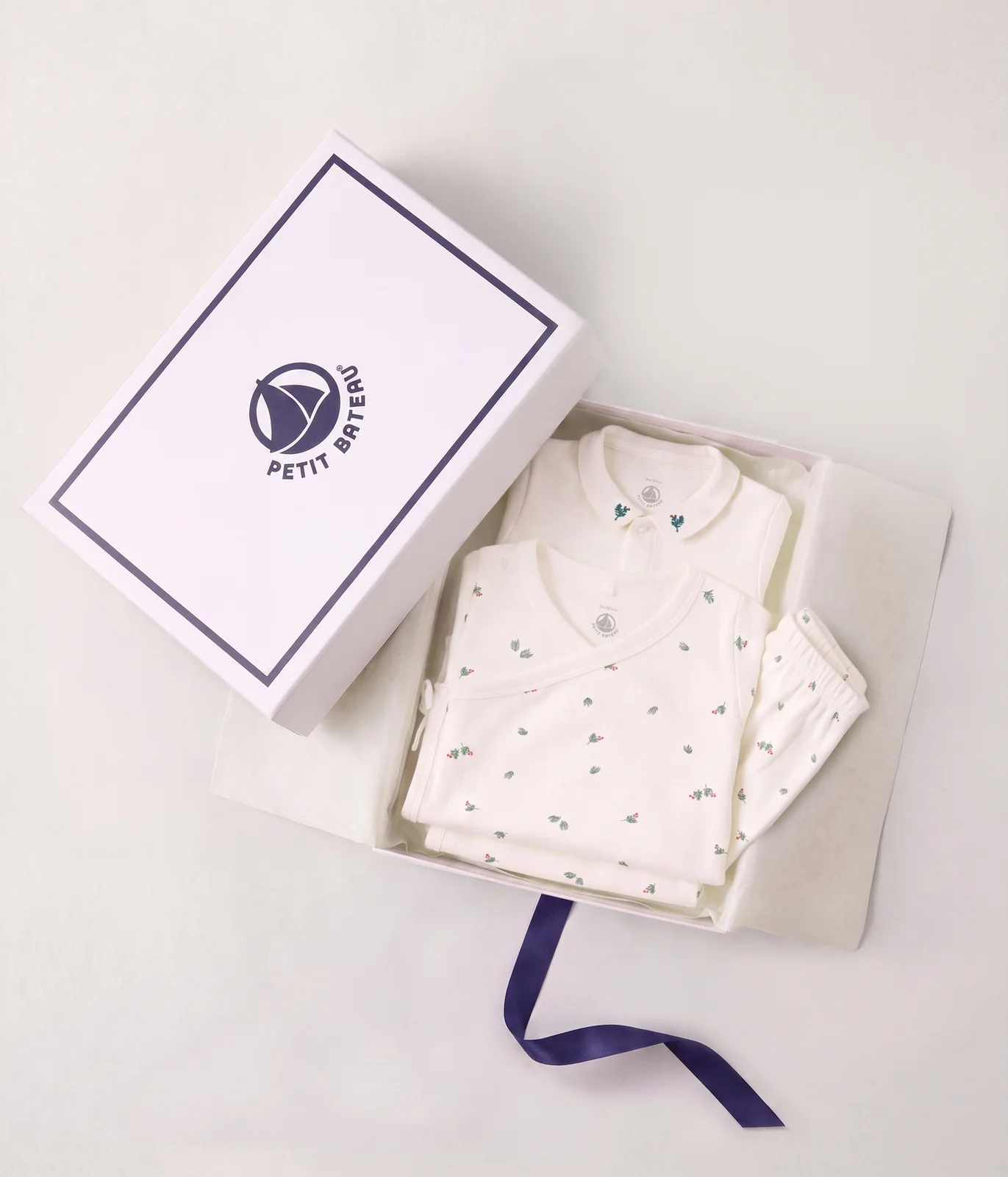 Babies' floral-print cotton set in a gift box