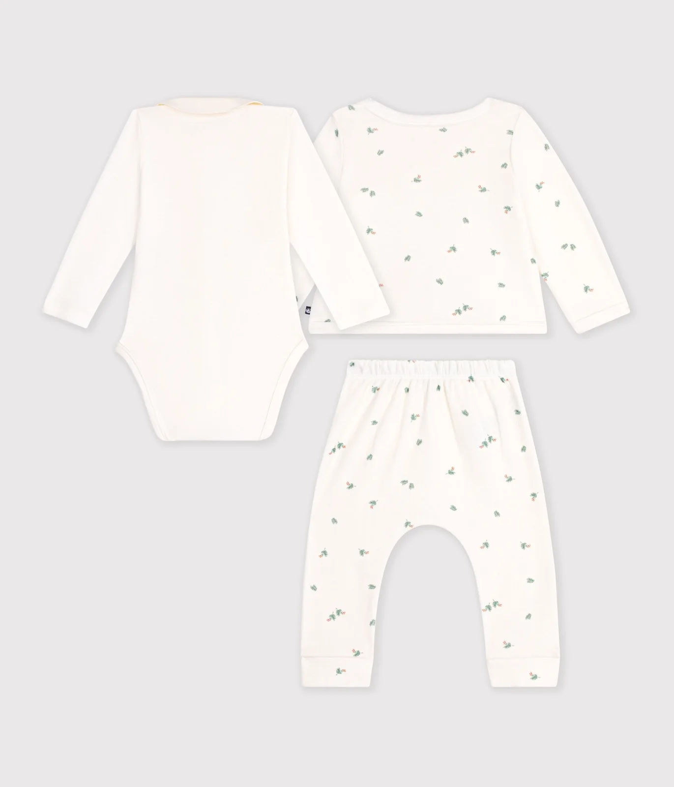 Babies' floral-print cotton set in a gift box