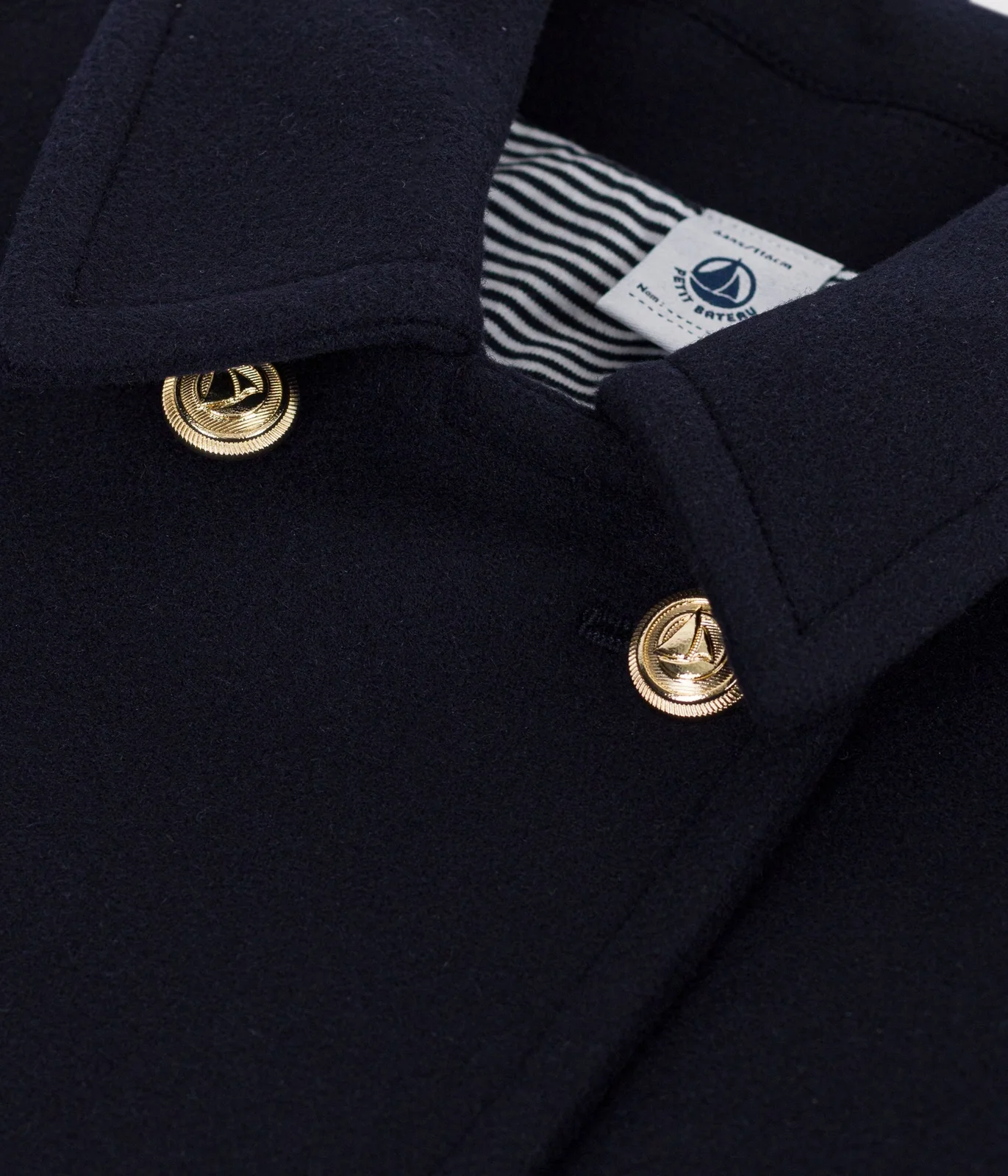 Children's pea coat in plain woollen broadcloth