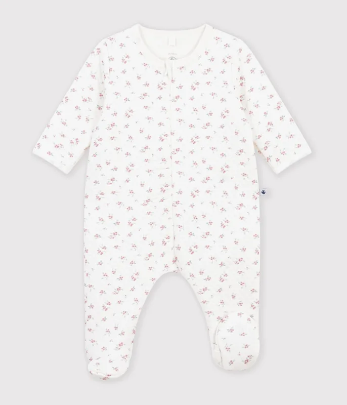 Babies' flower-print tube knit pyjama suit