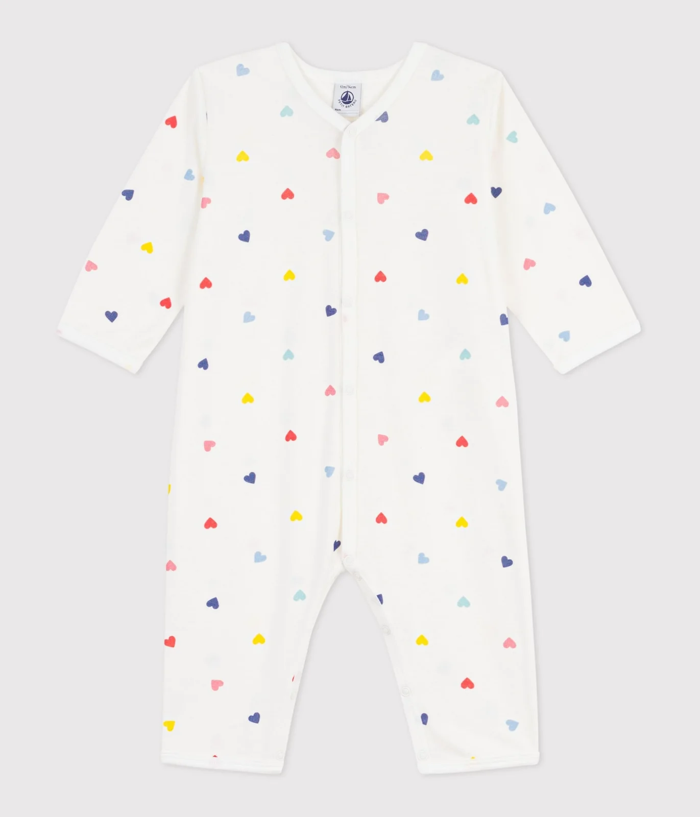 Babies' heart print footless cotton pyjama suit