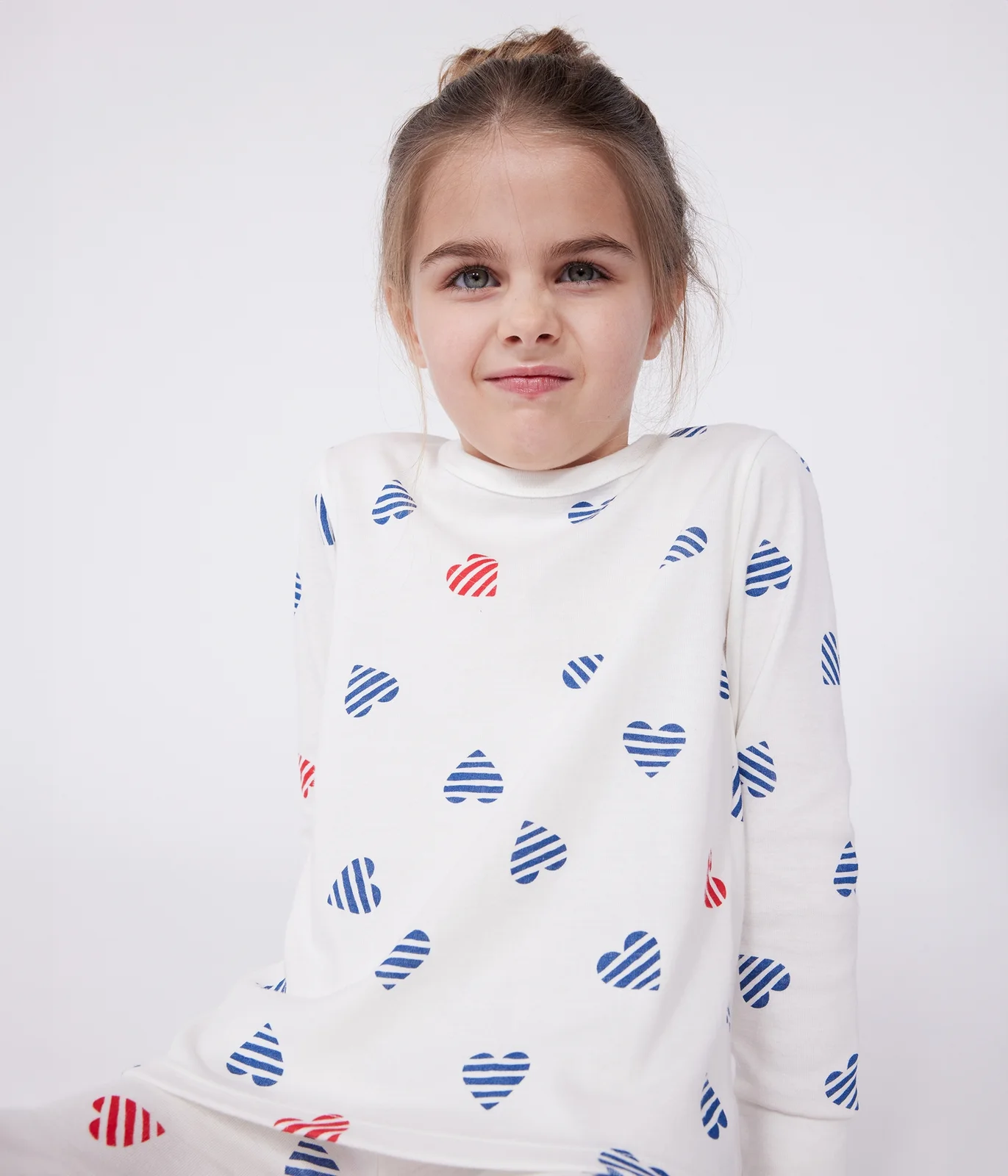 Children's long-sleeved heart print cotton pyjamas