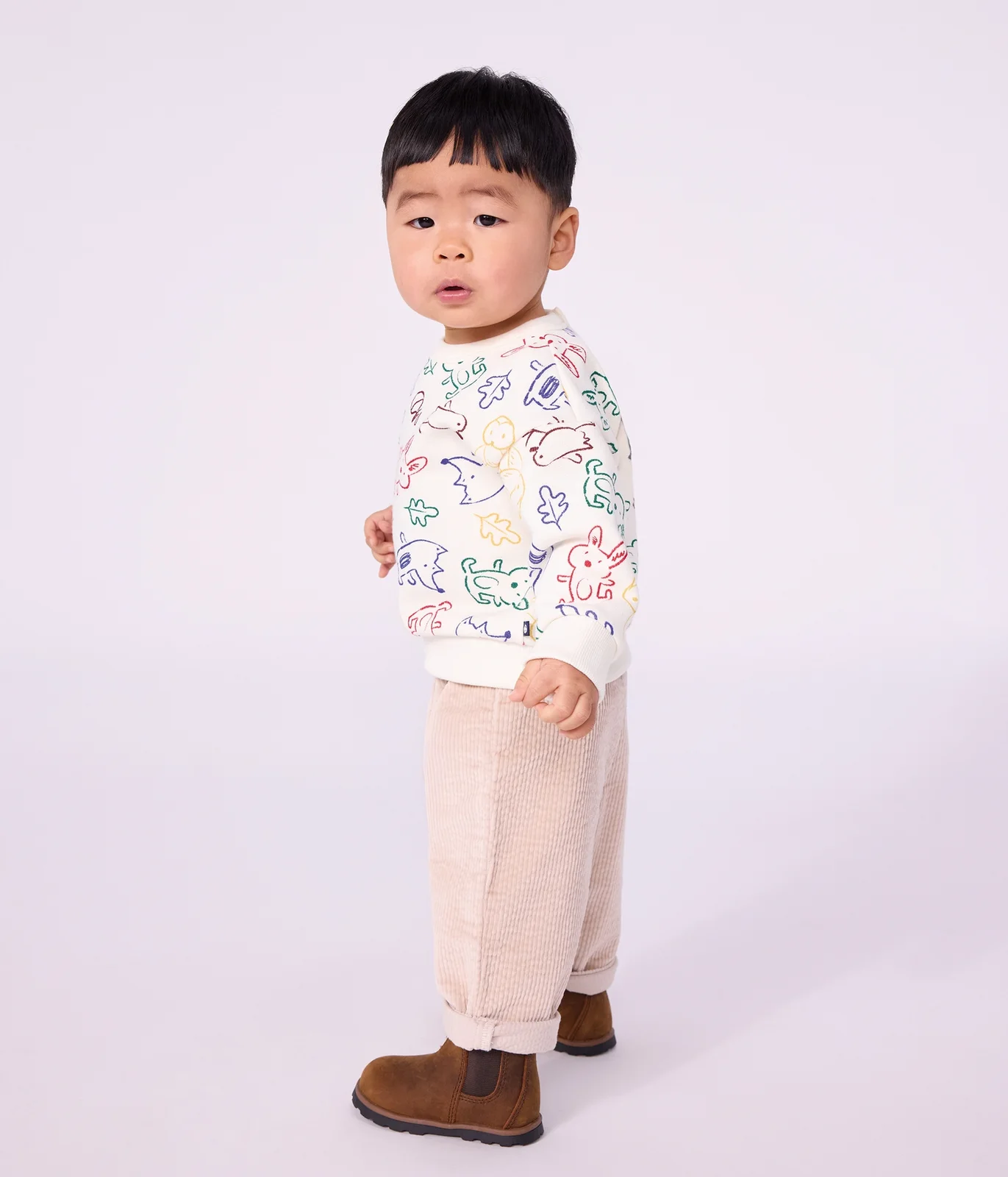 Babies' animal print cotton sweatshirt