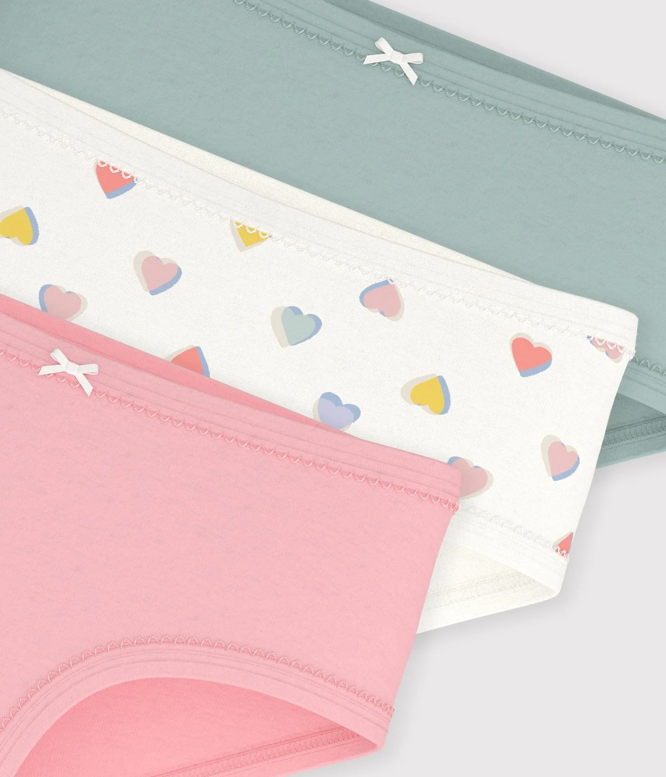 Pack of children's high-waisted cotton pants with hearts