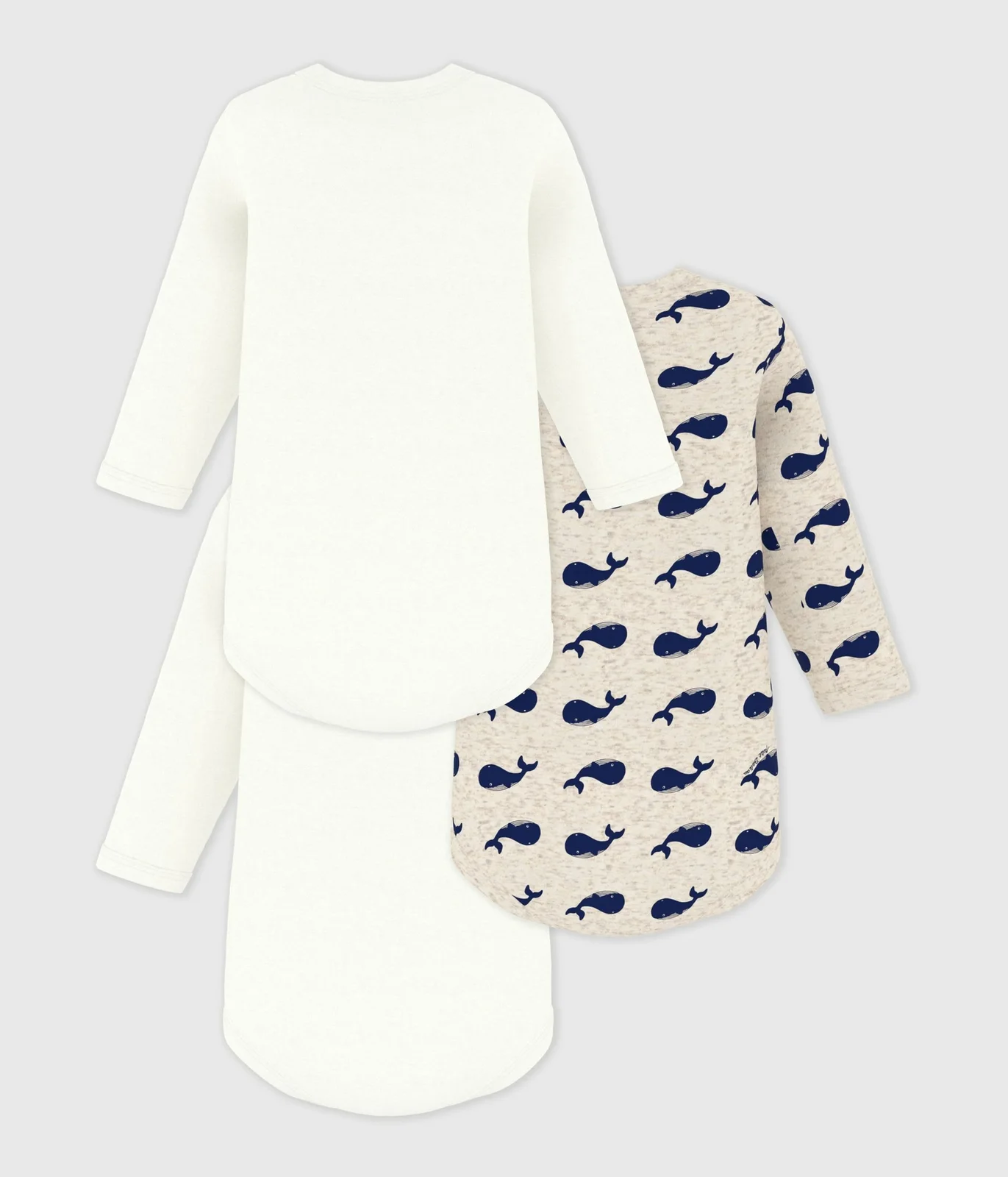Babies' Long-Sleeved Cotton Whale Themed Bodysuits - 3-Pack