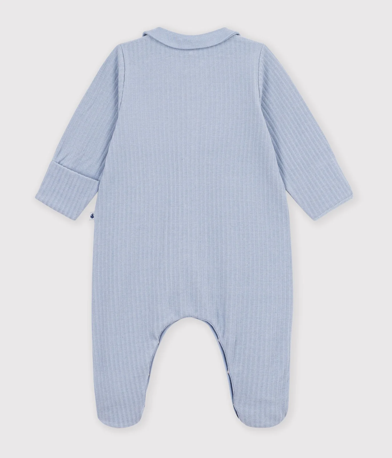 Babies' plain velour pyjama suit with a collar