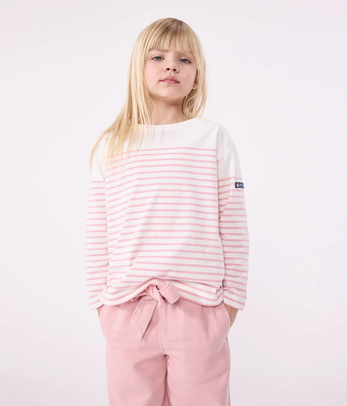 Children's long-sleeved cotton Breton T-shirt
