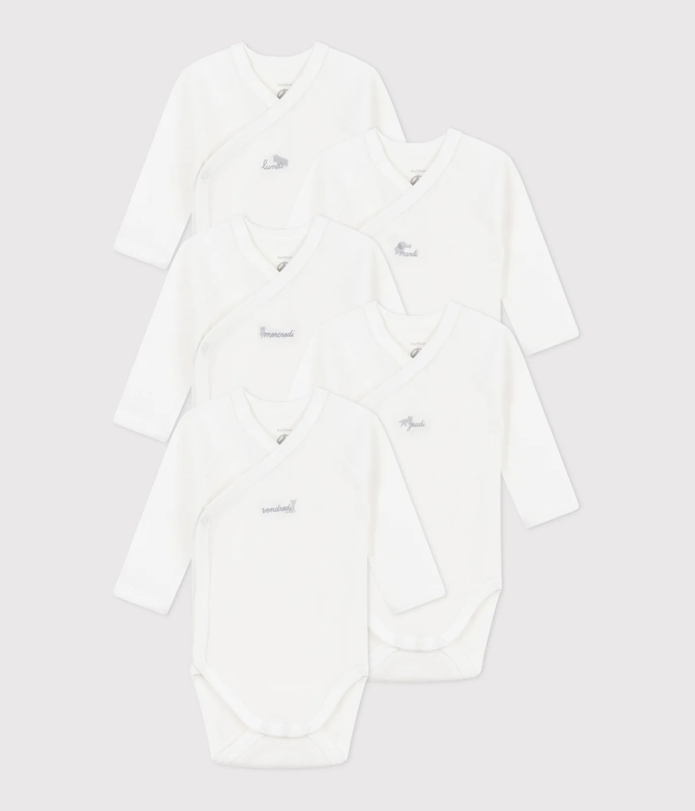 Babies' long-sleeved wrapover cotton bodysuits - 5-Pack