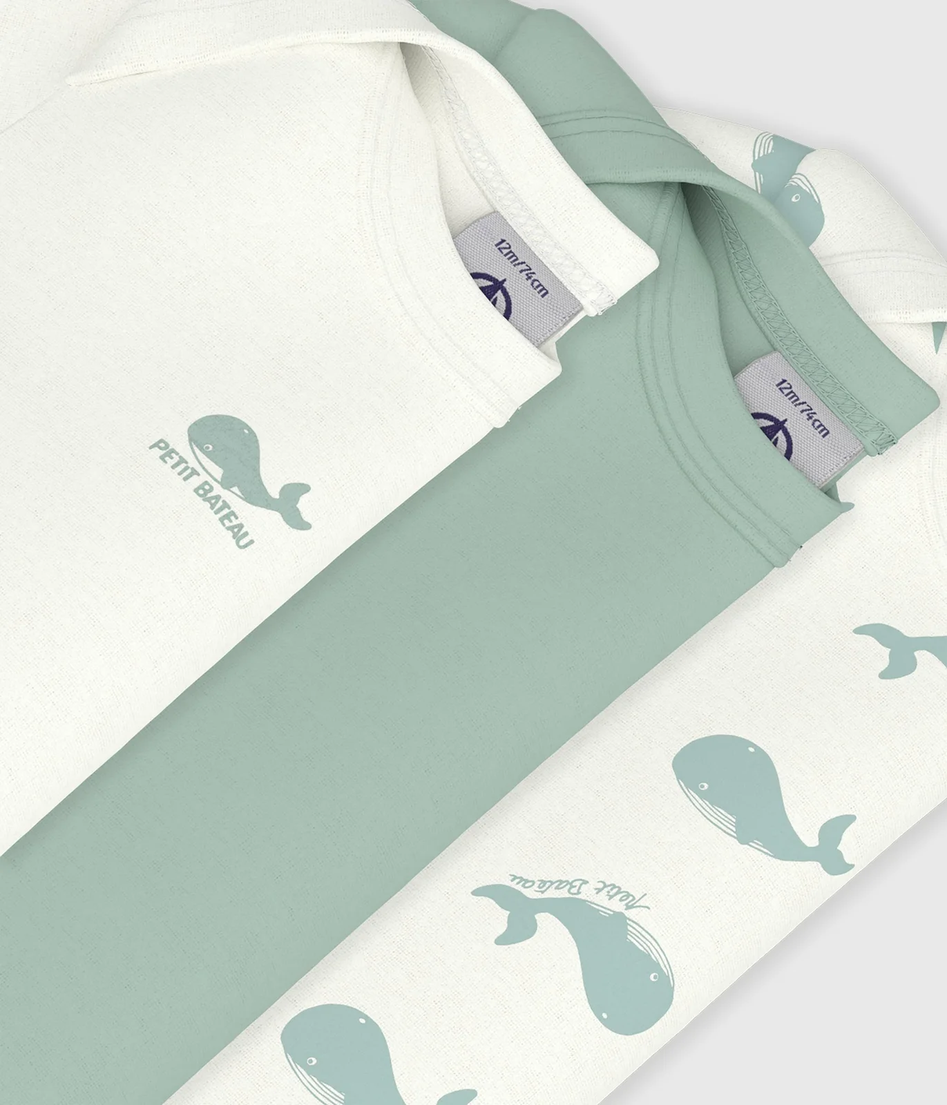 Pack of babies' short-sleeved whale print cotton bodies